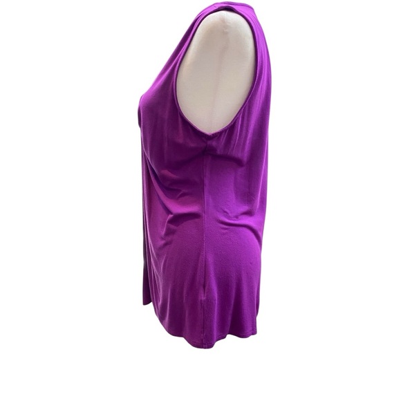 White House Black Market Women's size medium  Purple Ruched Cut Out Tank Top - Picture 5 of 7